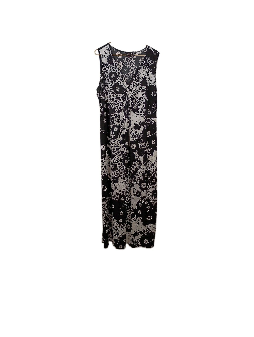 Rafaella Women's Black & White Sleeveless V Neck Maxi Dress size 2X